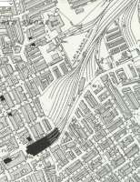 With Blackpool North being rebuilt (again) in 2017 for electrification here is a map from a hundred years ago, when it was known as Blackpool Talbot Road. The main part of the station, shaded black, was later demolished and replaced by a new building serving the old excursion platforms, some of which are now being removed [See image 60483]. Reproduced with the permission of the National Library of Scotland http://maps.nls.uk/index.html <br><br>[Mark Bartlett //1913]