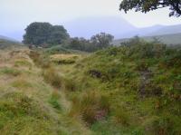 Looking up the shallow cutting of the Sannox Tramway towards the mines.<br><br>[Bill Roberton 16/08/2017]