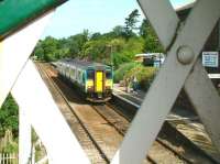 The 0936 Norwich - Great Yarmouth calls at Brundall, Norfolk, on a warm July morning in 2002.<br><br>[Ian Dinmore 19/07/2002]