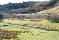 Running parallel with the Elvan Water on the climb to Beattock summit near Greskine on 27 March 2017. The Pendolino is the Virgin Trains 0643 London Euston – Birmingham New Street – Edinburgh Waverley.<br><br>[John Furnevel 27/03/2017]