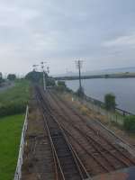 The view towards the station throat at Boness. Longannet is still a feature across the firth but not for much longer. 22nd August 2017<br>
<br>
<br><br>[John Yellowlees 22/08/2017]