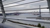 A view from the Queensferry Crossing 3rd September. We won the ballot to go across the new bridge today and here is a photograph of the rail bridge, and old road bridge, from a unique viewpoint, and not to be repeated.<br><br>[Crinan Dunbar 03/09/2017]