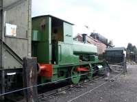 Looking north towards the buffer stops on the east side of Boat of Garten station in May 2002. Stabled in the siding is Andrew Barclay 0-4-0ST no. 2 <I>Balmenach</I> (AB2020/1936). The locomotive was formerly based at Balmenach Distillery, near Cromdale.<br><br>[John Furnevel 14/05/2002]