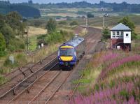 170411 passes Greenloaning signalbox on 23rd August 2017. The box is switched out and the passing loops and crossovers have been disconnected.<br>
<br>
<br><br>[Bill Roberton 23/08/2017]