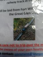 This was on the Great Glen Way a couple of miles east of Drumnadrochit. A TV company laid a continuous O gauge railway track from Fort William to Inverness, a few miles of track had still to be collected.<br><br>[Alan Cormack 17/07/2017]