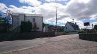 Rear of the signal box and the level crossing at Insch station.<br><br>[Alan Cormack 23/06/2017]