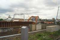 A view of the almost complete viaduct over the River Irwell on the Ordsall Chord on 18 September 2017. Since my last visit the trackwork has been completed over the viaduct and is connected up to the existing lines at both ends of the chord.<br><br>[John McIntyre 18/09/2017]