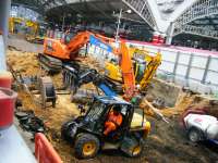 This was taken over the fence showing the contractors working on the two new platforms at Lime Street.<br><br>[Veronica Clibbery 07/09/2017]