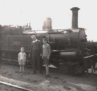 Beyer Peacock side tank number 8 'Fenella' taken at Kirkmichael. The good looking short fellow is myself!<br>
Photograph taken by my Father.<br><br>[Gordon Steel /08/1964]