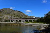 Black 5 No.44871 with the return working of * The Jacobite * from Mallaig to Fort William,pictured crossing the viaduct at Loch nan Uamh.<br><br>[John Gray //2017]