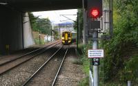 A 4-car 158 set coming off the Borders route at Newcraighall North Junction on 17 September 2017. The 0945 Tweedebank - Edinburgh is about to pass below the road bridge carrying the A1 before its next stop at Newcraighall station.<br><br>[John Furnevel 17/09/2017]