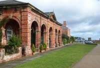 The old station building at Hornsea, closed in 1964, and now residential accommodation. This view looks towards where the buffer stops would have been, with the road to the beach beyond. 11th September 2017.<br><br>[Mark Bartlett 11/09/2017]