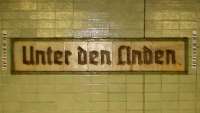 Berlin S Bahn Station Unter Den Linden (Under the Lime Tree) a famous place and song and still with its original after the war. [The station is now known as Berlin Brandenburger Tor. The sign is, remarkably, from 1936 - Ed]<br><br>[Gordon Steel 09/12/2006]