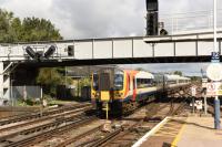 444037 on what is normally an express service but due to PW work was running at around 30mph as it approached Eastleigh.<br>
<br>
<br><br>[Peter Todd 14/09/2017]