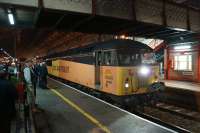 Colas 56094 at Preston on 14 September 2017 whilst in the unusual postion at the head of a passenger train. The loco was hired in by WCRC to add a bit of variety for the final Scarborough Spa Express of 2017.<br><br>[John McIntyre 14/09/2017]