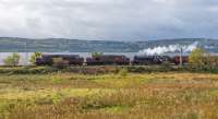 The ground shook and what a lovely racket. Nearly the end of another season and 37669, 37516 'Loch Laidon' and 44871 head south to Carnforth with the stock. (A day later than planned.) The second set will come down in a few days.<br><br>[Ewan Crawford 03/10/2017]