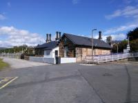The well restored station building at Sanquhar, seen from the street on 19<br>
September 2017.<br>
<br>
<br><br>[David Panton 19/09/2017]
