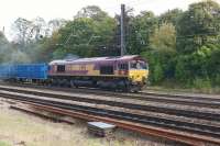 DB Cargo 66051 heads south at Holgate Jct whilst working the Wilton to Knowsley 'binliner' service on 14 September 2017.<br><br>[John McIntyre 14/09/2017]