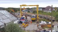 Two class 60s in Elgin Yard in connection with the track and signalling works at the former site of Elgin West signal box,<br><br>[Crinan Dunbar 08/10/2017]