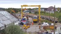 Two class 60s in Elgin Yard in connection with the track and signalling works at the former site of Elgin West signal box,<br><br>[Crinan Dunbar 08/10/2017]