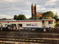 SB Rail Tamper 73904 ‘Thomas Telford’’ seen from a passing VT East Coast service.<br><br>[Colin McDonald 22/09/2017]