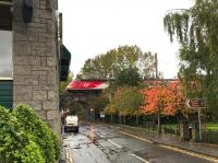 The 0755 Inverness - Kings Cross <I>Highland Chieftain</I> HST service crosses the bridge over Ferry Road, Pitlochry, shortly after leaving the station on a damp October morning. [Ref query 11 October 2017]<br><br>[Andy Furnevel 11/10/2017]