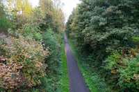 View towards Paisley from the B786 overbridge at the former Kilmacolm station.<br><br>[Ewan Crawford 28/09/2017]