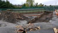 The exposed beams on Perth Road bridge, just south of Dunblane station, on Friday 13th October 2017. The bridge was to be removed early Saturday morning with new beams being installed over the weekend. <br>
<br><br>[David Prescott 13/10/2017]