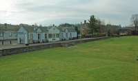 The station building at Aberlour in 1997 seen from the north. This was before the building was greatly extended at its south end, almost doubling its size. The extension was built to the right of the building seen here. After 1910 this had been a two platform station, but the Keith bound platform has been landscaped.<br><br>[Ewan Crawford 01/02/1997]