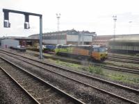 A passing shot of Cardiff Canton with Colas Rail 70801 stabled in front of the depot on 5th October 2017.<br>
<br>
<br><br>[Alastair McLellan 05/10/2017]