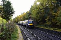 170455, on an Inverness bound service, passes the closed signal box on the platform of the abandoned station at Tomatin on 12th October 2017.<br>
<br>
<br><br>[John Gray 12/10/2017]