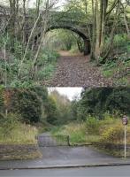 From a fairly humble access, at a point where the railway line originally crossed Nuttall Street on a bridge, the Hyndburn Greenway forms a rural bridleway that leads two miles up the 1:38 incline to Baxenden. Oh to have seen and heard a Stanier 2-6-4T or Cravens twin power car DMU making the ascent prior to the 1966 closure. 16th October 2017. <br><br>[Mark Bartlett 16/10/2017]