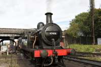 LMS <I>Jinty</I> 3F 0-6-0T 47406, seen on Loughborough Shed sidings with BR Standard 2MT 2-6-0 78019 behind. 6th October 2017.<br>
<br><br>[Peter Todd 06/10/2017]