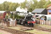 Gleaming Ivatt 2MT 2-6-0 46521 departs Quorn & Woodhouse heading southwards on 6th October 2017.<br>
<br><br>[Peter Todd 06/10/2017]