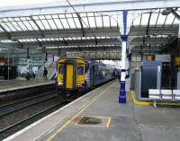 A Class 156 about to head south for Girvan from Ayr on 10th October 2017.<br>
<br>
<br><br>[David Panton 10/10/2017]