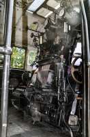 The cab of HSB 99 7232-4, just arrived in Wernigerode with the 13:14 train from Brocken on 18 September 2017.  One of a batch of 17 New Steam Engines built in the 1950s for use on the 1000 mm gauge system in the Harz Mountains, this locomotive sports the number given to it when restored to coal-burning in the 1980s (after being converted to oil-burning in the 1970s).  Other members of the class just bear numbers like 99 236 [See image 61103] - locomotive numbering on the Harzer-Schmalspur-bahnen seems something of a black art!<br><br>[Norman Glen 18/09/2017]