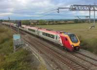 Enter stage left: a double Voyager heads for London - probably from Holyhead - on the Northampton avoiding line.<br><br>[Ken Strachan 13/10/2017]