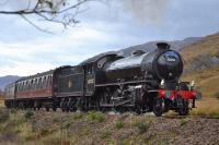 Climbing away from Glenfinnan, a little to the west. This was the K1's last run to Mallaig of the season.<br><br>[Bill Roberton 19/10/2017]