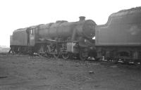 An unidentified Stanier 2-8-0 standing on the withdrawn line at Rose Grove in July 1968.<br><br>[K A Gray /07/1968]