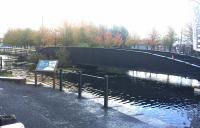 The railway Swing Bridge at Port Dundas Basin and the base of a signal post which once controlled the approach.<br><br>[Martin MacGuire 02/10/2017]