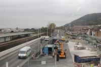 A new road alignment and a new bus station are all part of the Port Talbot Parkway station area upgrade, seen here on 18th October 2017.<br>
<br>
<br><br>[Alastair McLellan 18/10/2017]