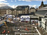 Foundations for the permanent staff buildings taking shape at the east side of the station in late October 2017.<br><br>[Colin McDonald 25/10/2017]