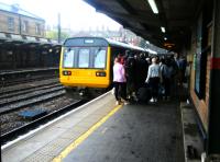 Pacer 142060 calling at Platform 1 at Preston in September 2017. The old parcels platform can also be seen.<br><br>[Veronica Clibbery 11/09/2017]