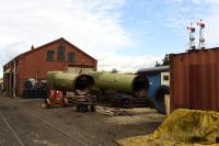 2 8F boilers under repair at Toddington in October 2017. One from 8274, the other I suspect from one of the Turkish imports.<br><br>[Peter Todd 17/10/2017]