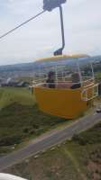 A Great Orme tram (middle left) seen from the cablecar above Halfway.<br><br>[John Yellowlees 19/06/2017]