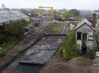 Elgin East station and goods yard with not much track down on 17th October 2017.<br><br>[Crinan Dunbar 17/10/2017]