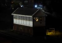 <I>Last shift - Poulton No.3 signal box</I>. Five signal boxes between Preston and Blackpool closed w.e.f 11th November 2017. Salwick, Kirkham North Junction, Blackpool North No.2, Carleton Crossing and Poulton No.3. The last named box is seen here during the last evening shift before closure of the line for 19 weeks of electrification work. [See image 44186].  <br><br>[Mark Bartlett 10/11/2017]