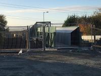 The temporary pedestrian and services bridge now in place at Muirside Road.<br><br>[Colin McDonald 29/10/2017]