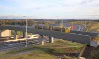 The Braehead M8 viaduct has its rails treated by a Network Rail MPV unit on 11th November 2017. <br><br>[Colin McDonald 11/11/2017]