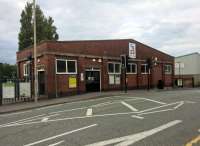 This station - whose name sounds wonderful when pronounced in a West Midlands accent - fits in well with its surroundings, as it resembles a small factory.<br><br>[Ken Strachan 08/07/2017]